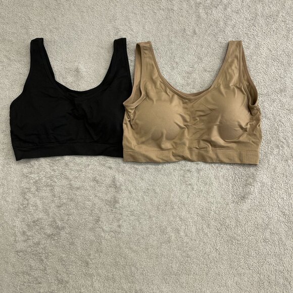 NEW Layer Zero Women's L 2 Pack Seamless Nylon Bra Black & Sienna J1036 - Picture 8 of 13